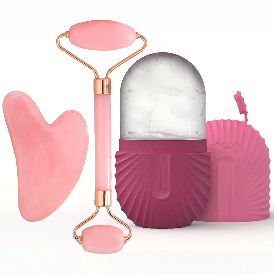1/2/3pcs Ice Face Roller Facial Ice Roller Set,Facial Massage Roller Tool,Silicone Ice Face Roller,Gua Sha Board Skincare Tool