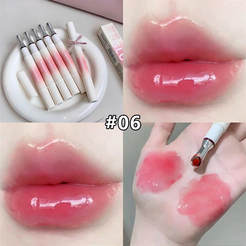 Mirror Watery Lip Gloss - Moisturizing Jelly Lip Tint with Iron Brush