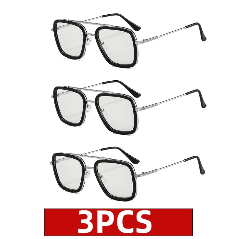 VIVIBEE Square Photochromic Glasses Men Anti Blue Light Blocking Eyeglasses Computer Ray Retro Square Metal Women Eyewear