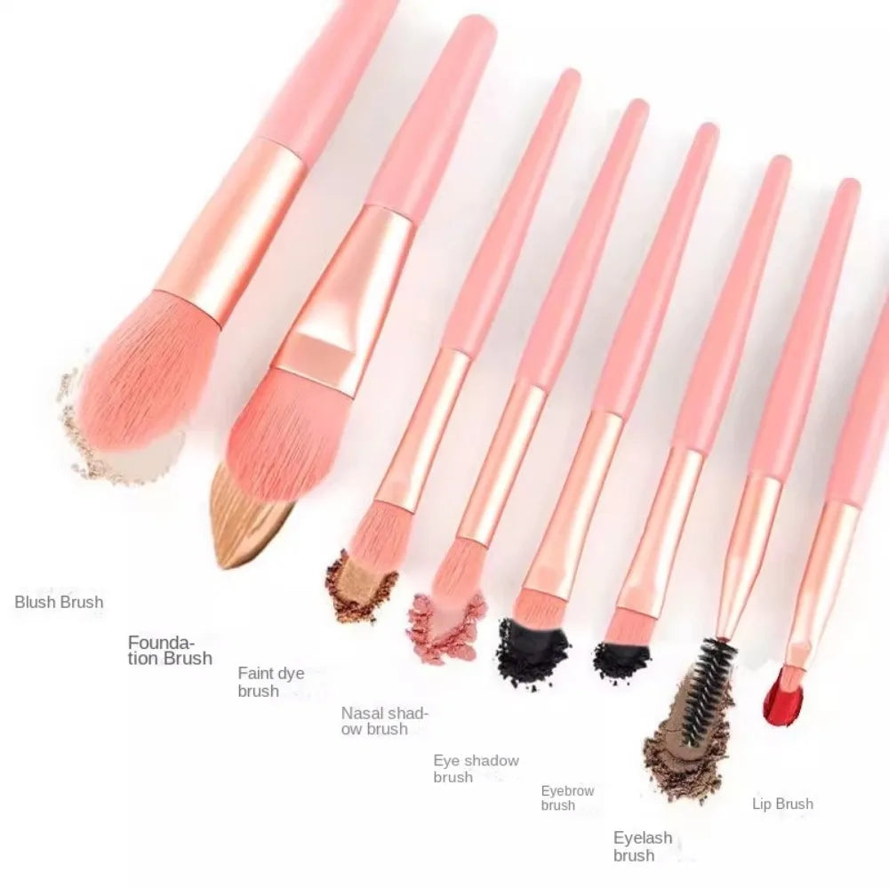 8-Piece Makeup Brush Set with Travel Bag