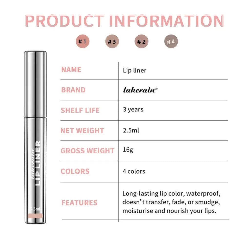 Lakerain Waterproof Lip Liner Tattoo - 4 Colors Matte Long-Lasting