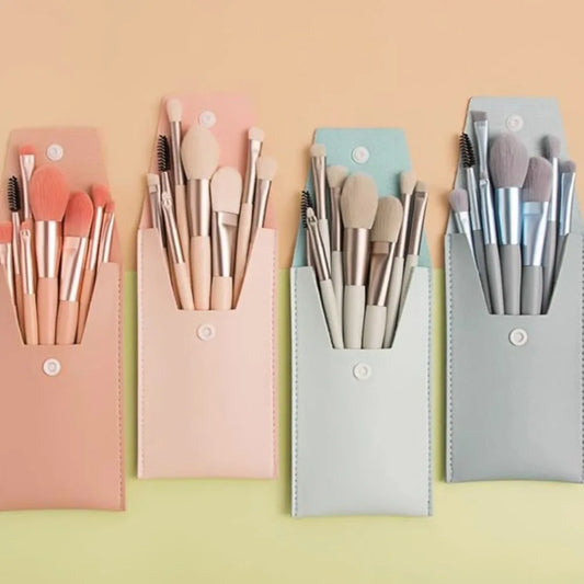8-Piece Makeup Brush Set with Travel Bag