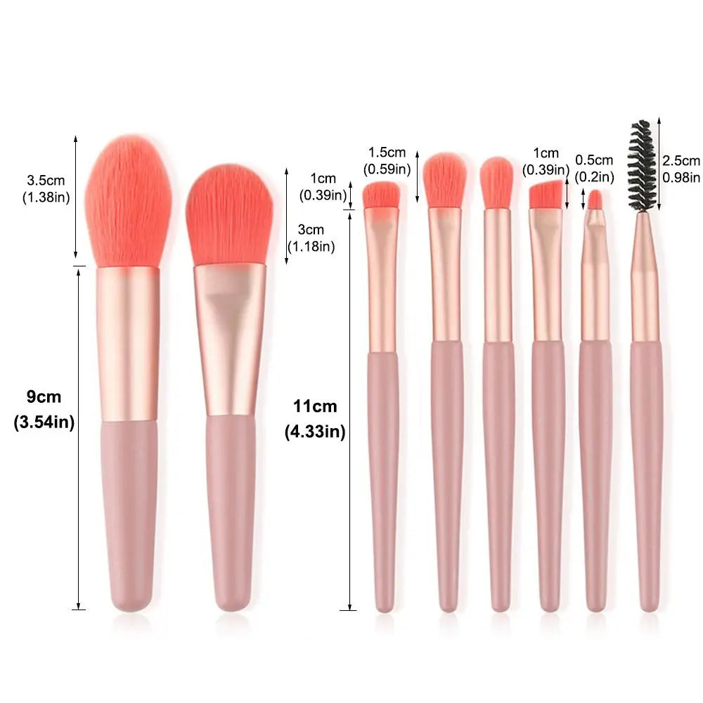 8-Piece Makeup Brush Set with Travel Bag