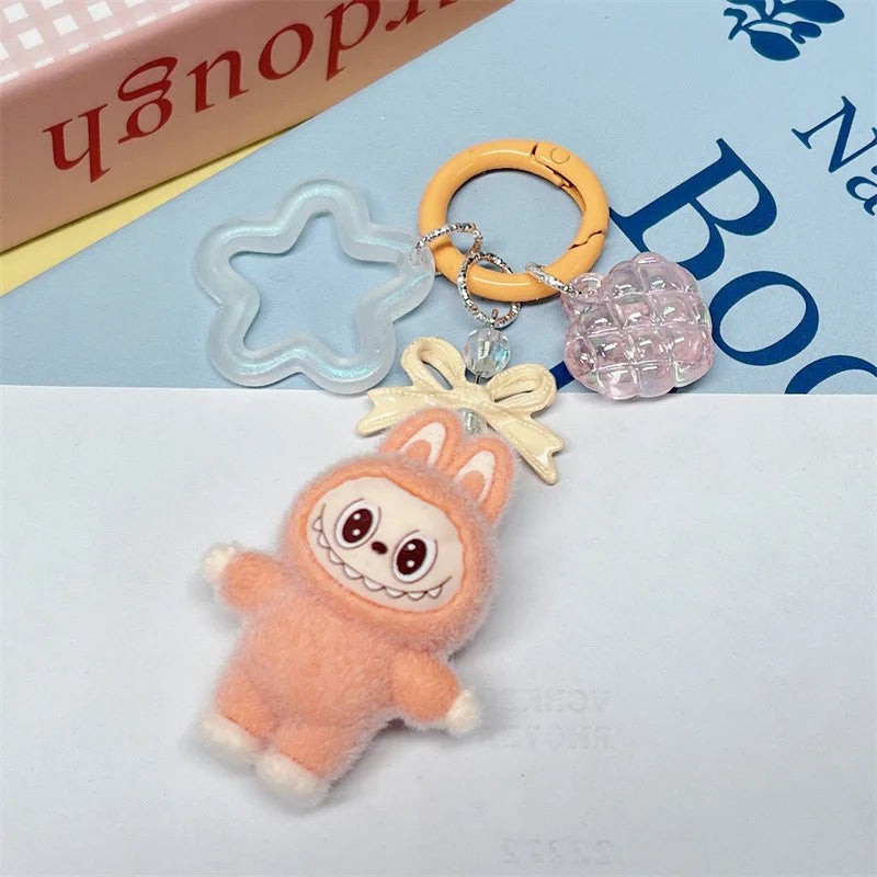 Kawaii Keychain With Bow Car Hanging Pendant Decor Cartoon Backpack Hanging Keychain Charms Keyrings Party Gift For Kid брелок