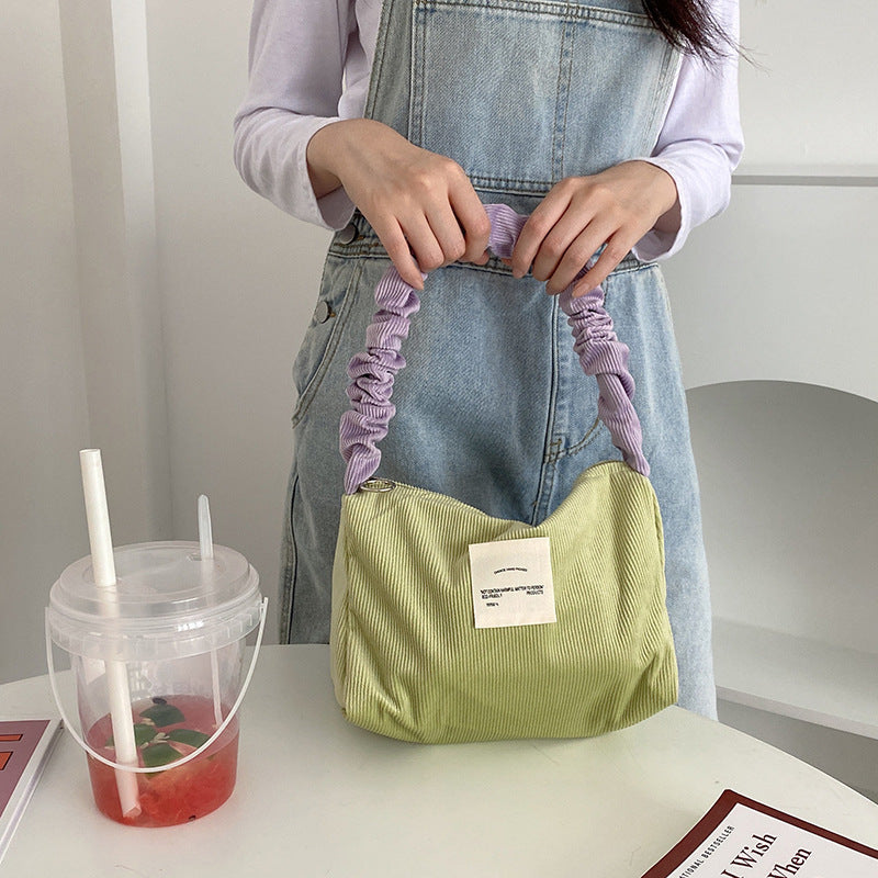 Candy-colored Corduroy Underarm Bag