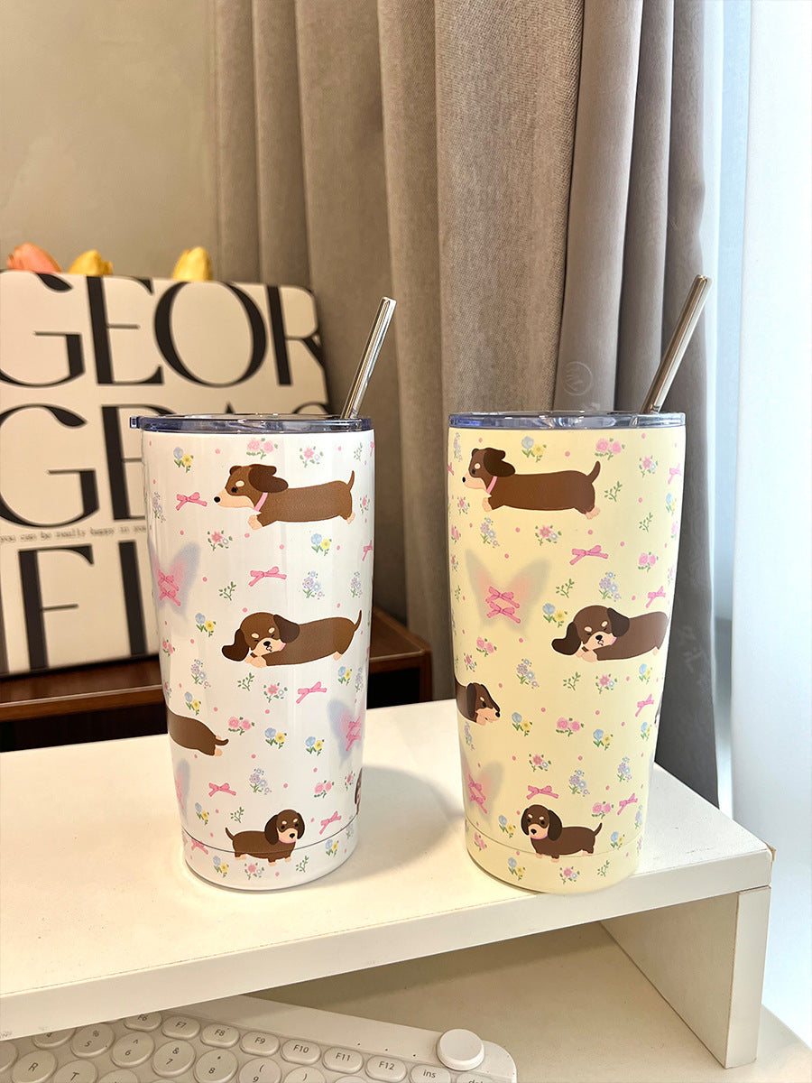 Cute Cartoon Floral Stainless Steel Water Cup