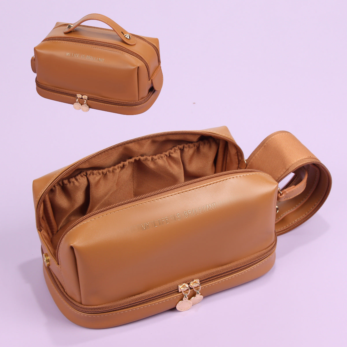 PU Leather Women's Cosmetic Bag Large Capacity Ins High Sense