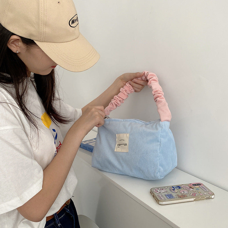 Candy-colored Corduroy Underarm Bag
