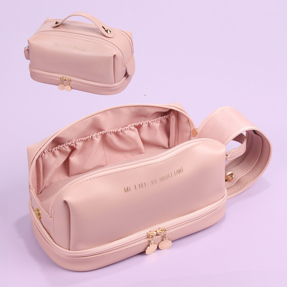 PU Leather Women's Cosmetic Bag Large Capacity Ins High Sense
