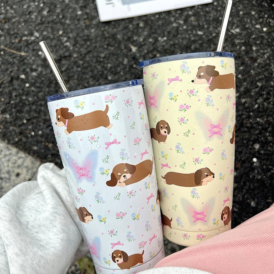 Cute Cartoon Floral Stainless Steel Water Cup
