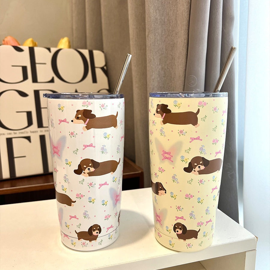 Cute Cartoon Floral Stainless Steel Water Cup