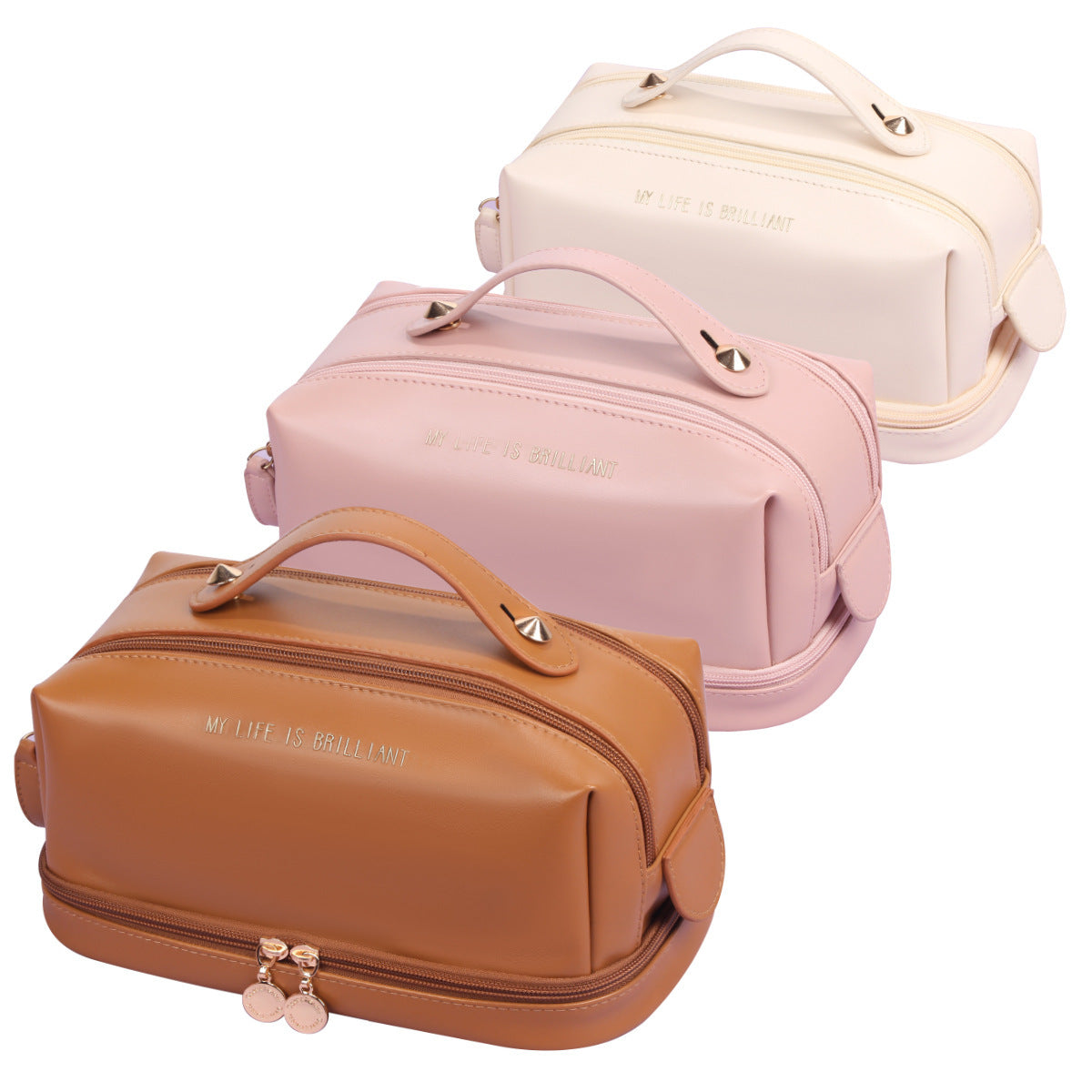 PU Leather Women's Cosmetic Bag Large Capacity Ins High Sense