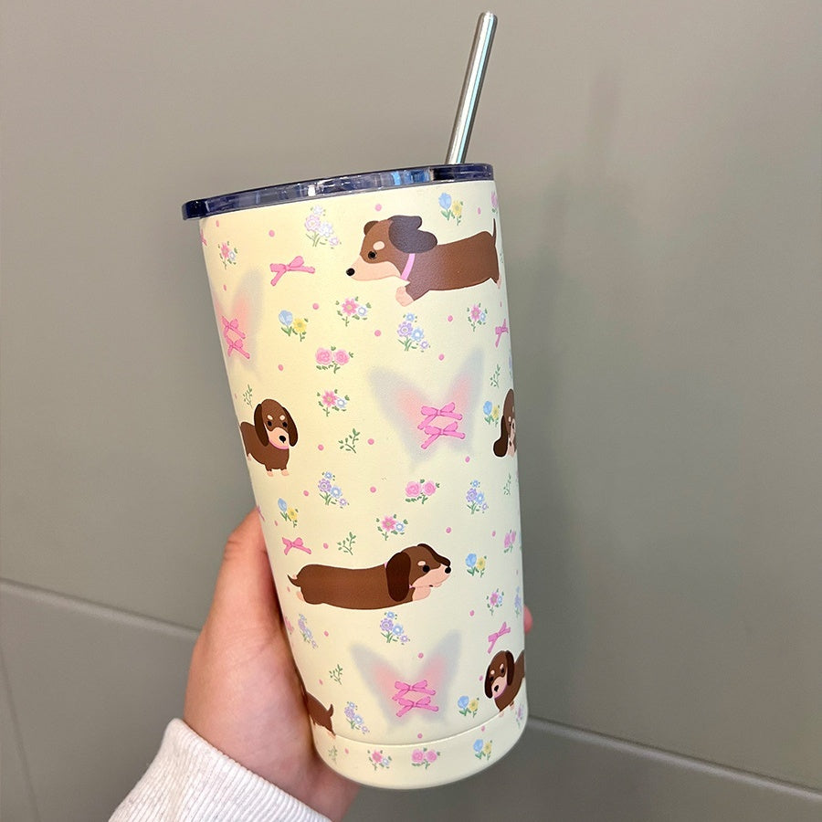 Cute Cartoon Floral Stainless Steel Water Cup