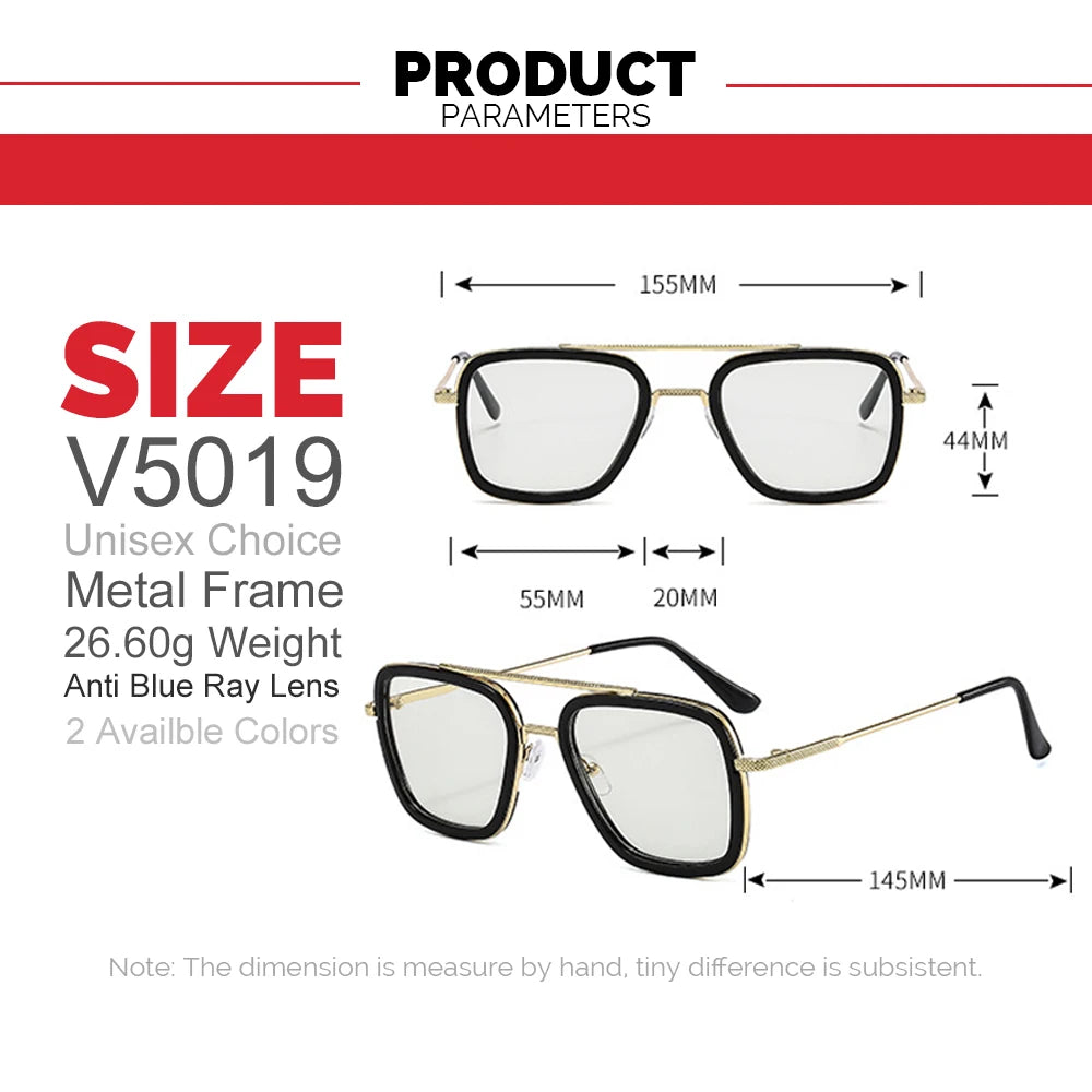 VIVIBEE Square Photochromic Glasses Men Anti Blue Light Blocking Eyeglasses Computer Ray Retro Square Metal Women Eyewear