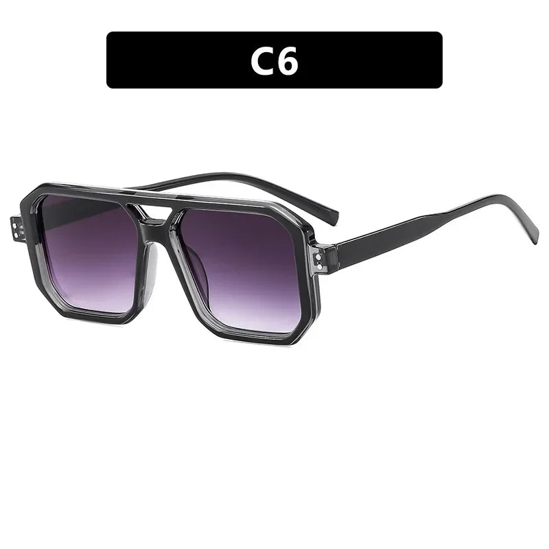 Vintage Brand Designer Square Sunglasses Women For Men Fashion Popular Luxury Sun Glasses Punk Rivet Double Color Eyeglasses