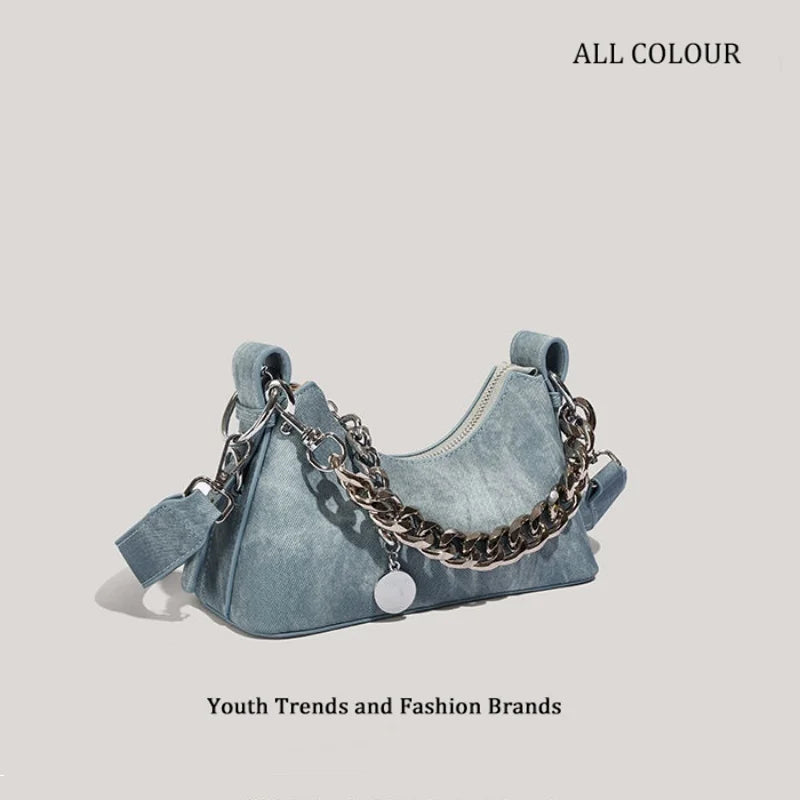 Y2K Chain Patchwork Shoulder Bag - Harajuku Style Crossbody