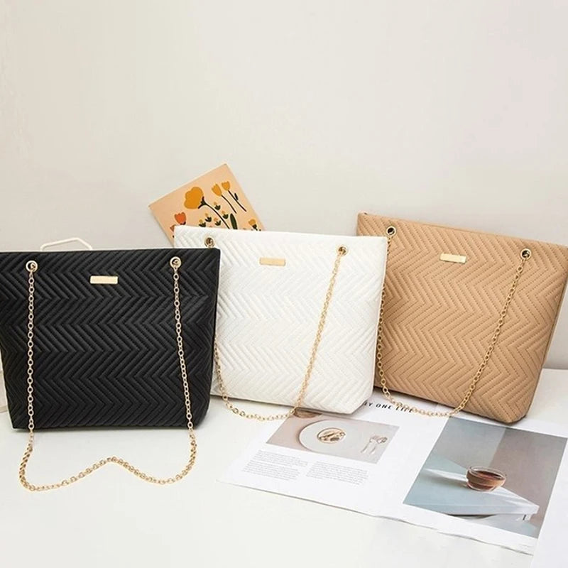 Women's Large Capacity PU Shoulder Tote Bag - Casual Crossbody Handbag