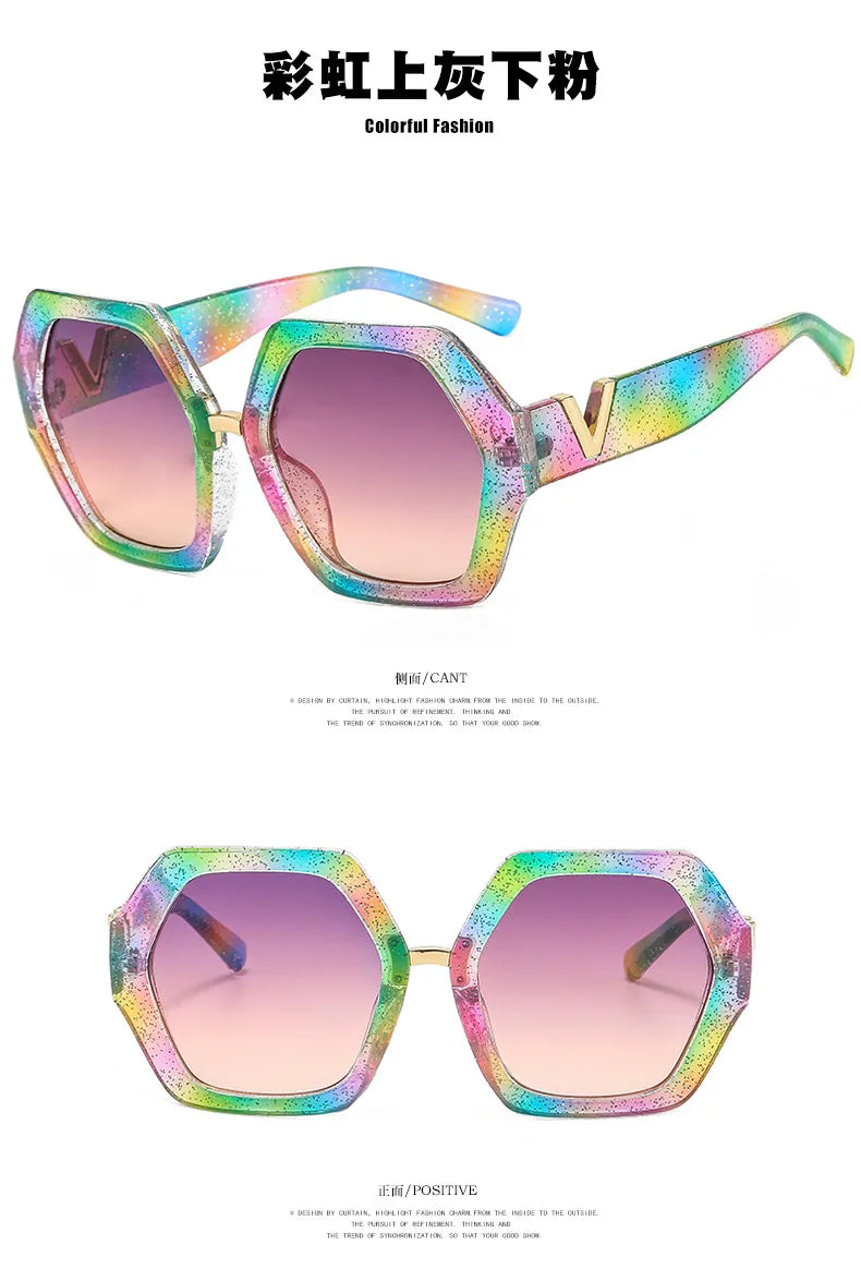 Fashion Luxury Designer Sunglasses Women Men Oversized Polygonal Sun Glasses Female Vintage Travel Driving Shades Eyewear UV400