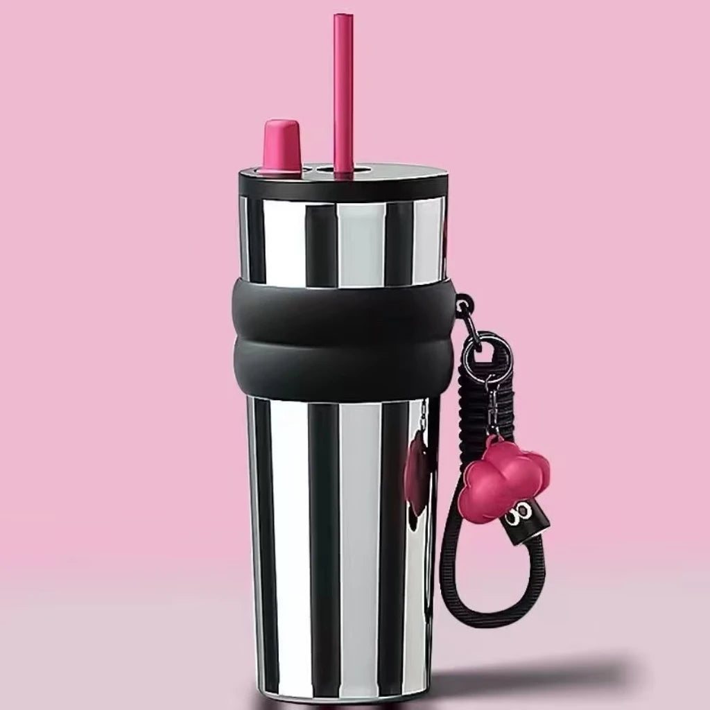 316 Stainless Steel Thermos Cup - Stylish Women's Portable Straw Tumbler