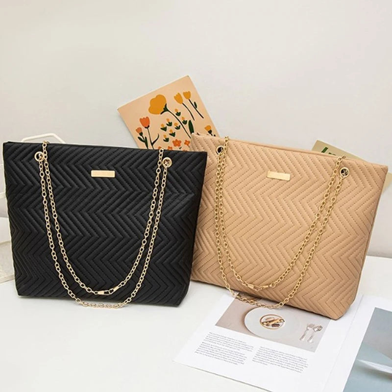 Women's Large Capacity PU Shoulder Tote Bag - Casual Crossbody Handbag