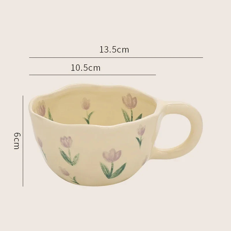 Creative Floral Pattern Ceramic Coffee Mug - Office & Home Use