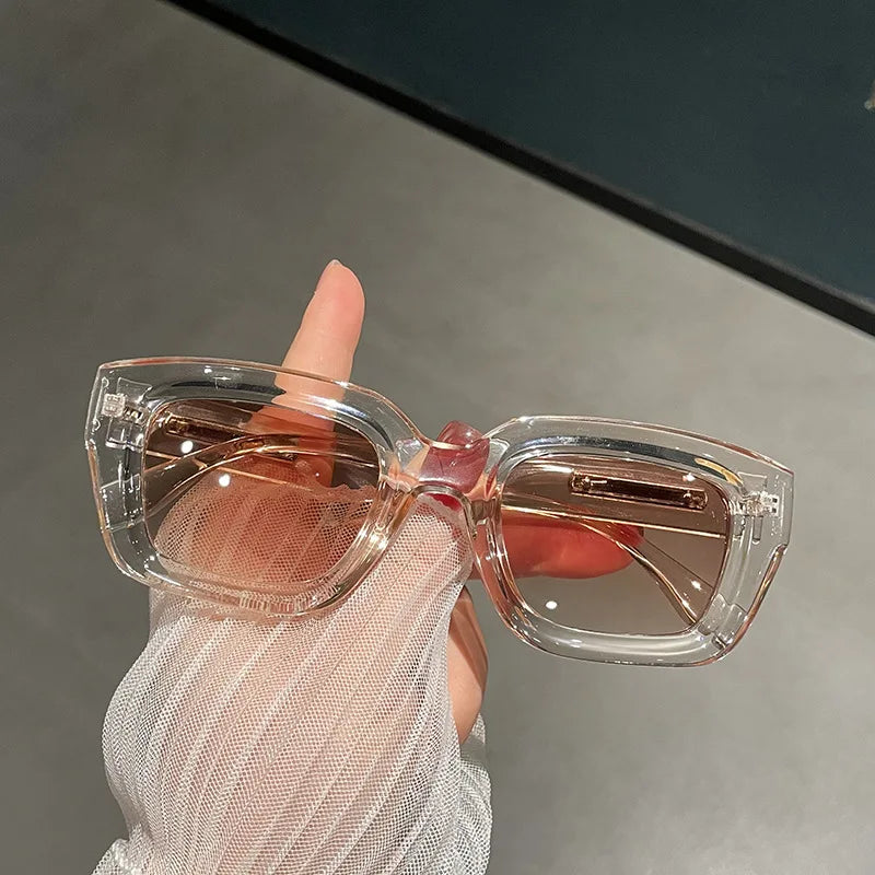 Fashion Vintage Luxury Brand Designer Olive Green Square Sunglasses Women For Men Sun Glasses Punk Popular Rivet Outdoor Shades
