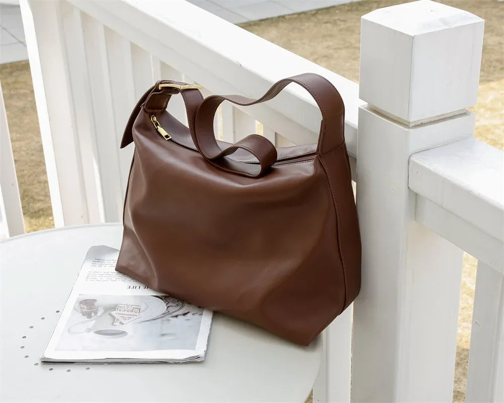 Women's Commuter Crossbody Bag - Large Capacity Soft Leather Tote