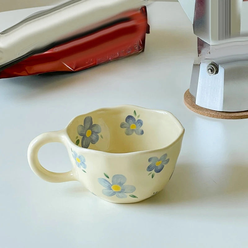 Handcrafted Vintage Floral Ceramic Coffee Mug