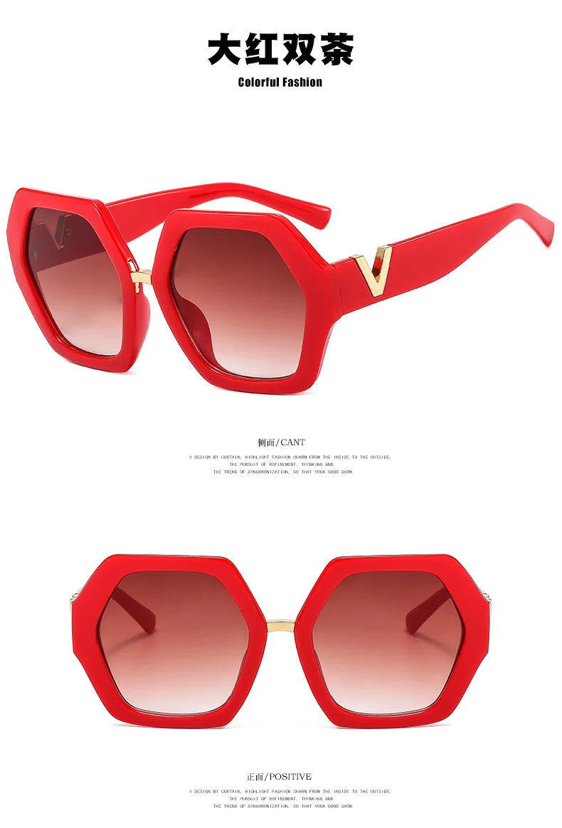 Fashion Luxury Designer Sunglasses Women Men Oversized Polygonal Sun Glasses Female Vintage Travel Driving Shades Eyewear UV400