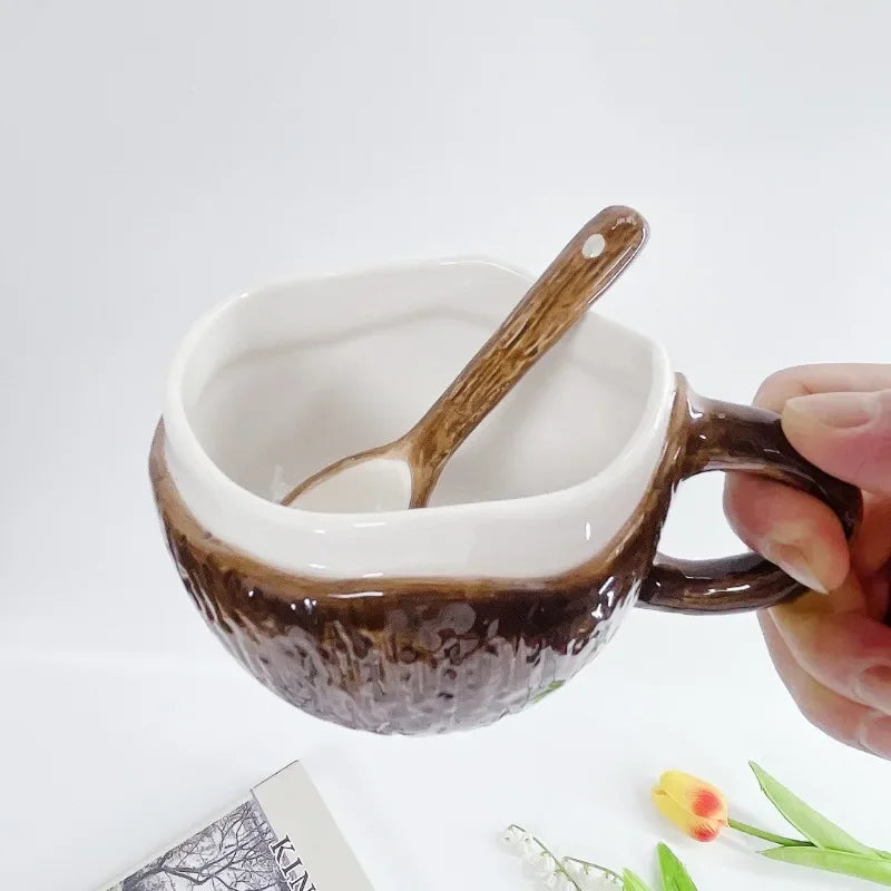 Korean Retro Hand Pinched Ceramic Coffee Cup - 250ml
