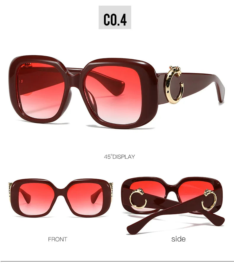 Big Frame Luxury Brand Designer Vintage Square Sunglasses Women For Men Sun Glasses Punk Classic Outdoor Gold Leopard Shades