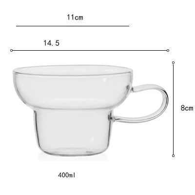 1 Piece 400ml Transparent Teal Grey Colored Heat-resistant Glass Mug Cup Wide-mouth Mug Milk Coffee Tea Cup With Handle