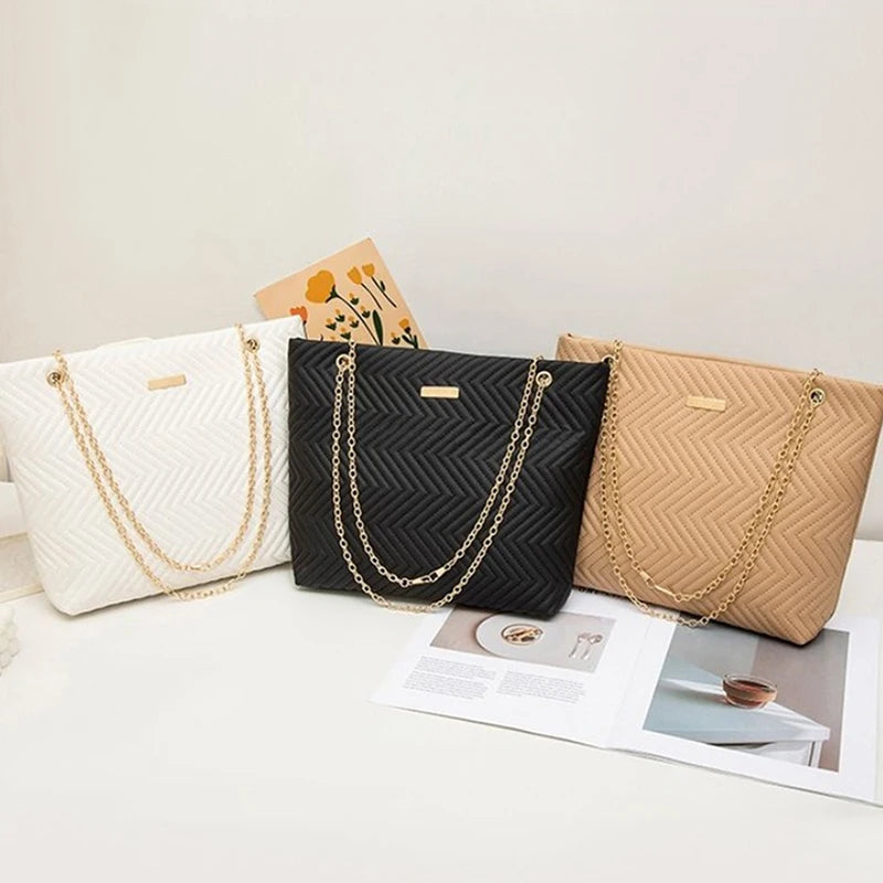 Women's Large Capacity PU Shoulder Tote Bag - Casual Crossbody Handbag