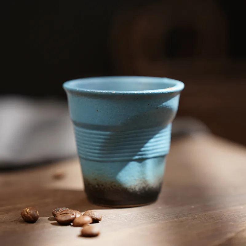 Mini Creative Irregular Coffee Cup - 90/180ml Retro Ceramic