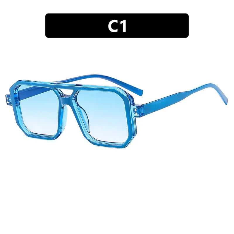 Vintage Brand Designer Square Sunglasses Women For Men Fashion Popular Luxury Sun Glasses Punk Rivet Double Color Eyeglasses