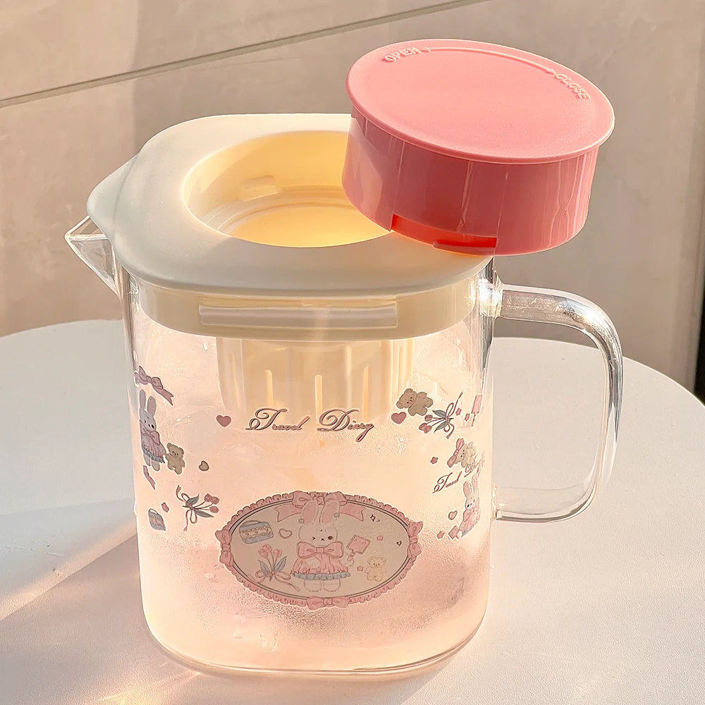 1000ml Cute Bow Shaped Glass Teacup - Large Water Cup