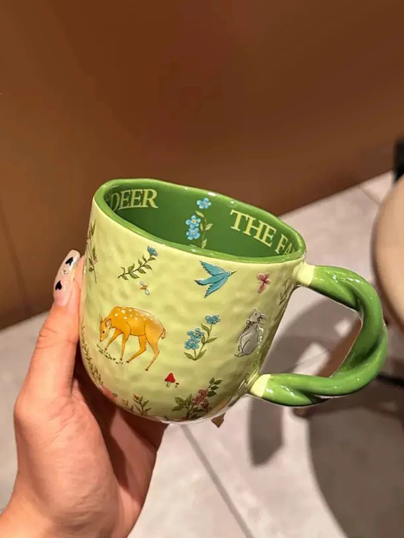 Forest Series Cartoon Ceramic Mug Creative Fried Dough Twists Handle Cartoon Coffee Cup