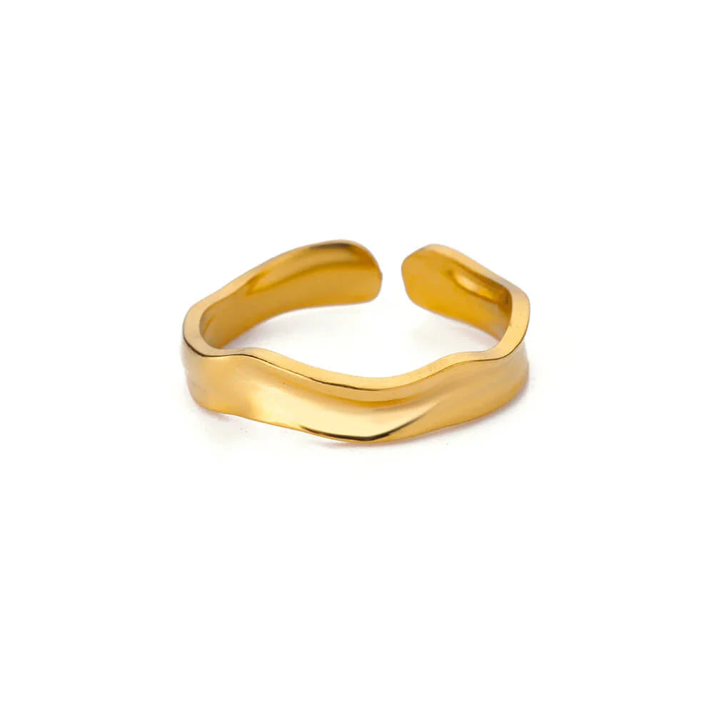 Stainless Steel Zircon Ring - Adjustable Evil Eye Geometric Design