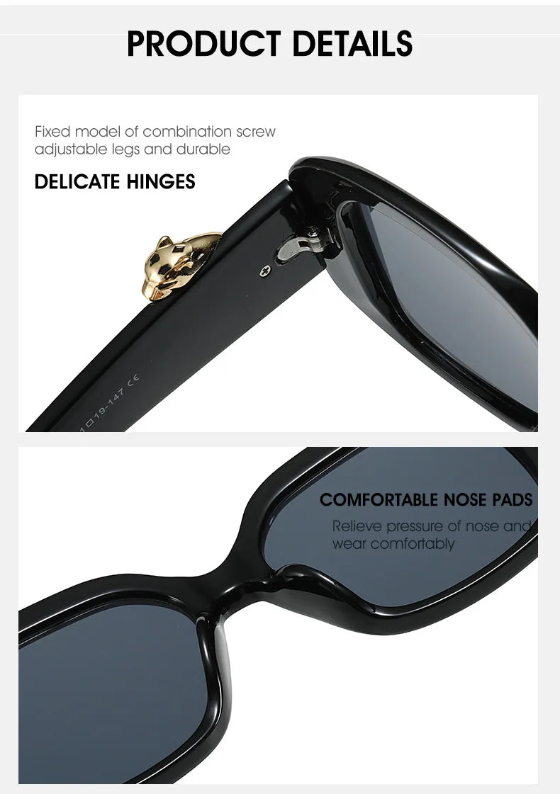 Big Frame Luxury Brand Designer Vintage Square Sunglasses Women For Men Sun Glasses Punk Classic Outdoor Gold Leopard Shades