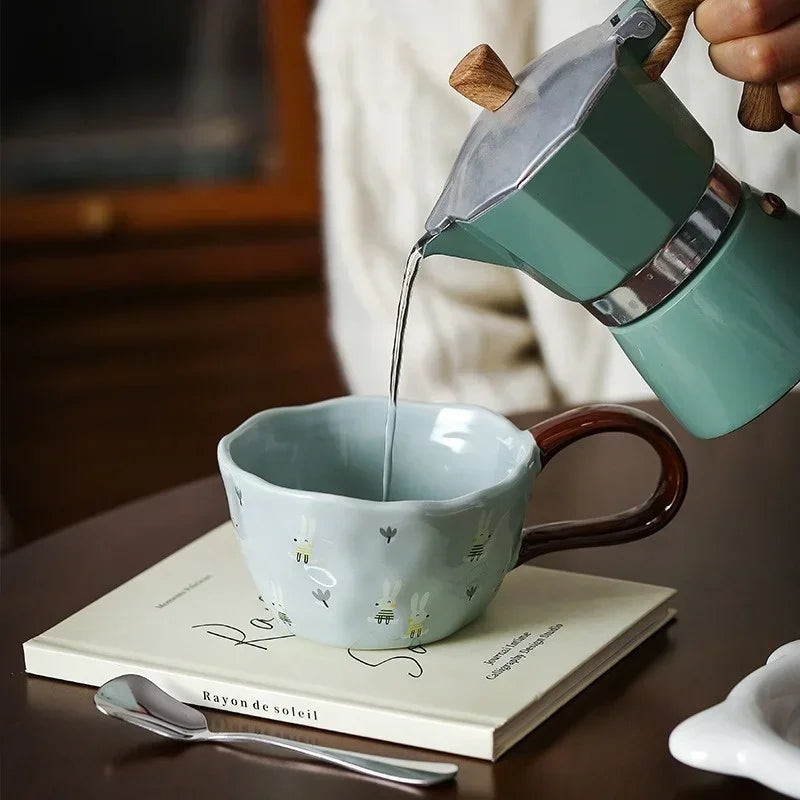 300ml Cute Bear Rabbit Ceramic Mug - Kids Coffee Cup