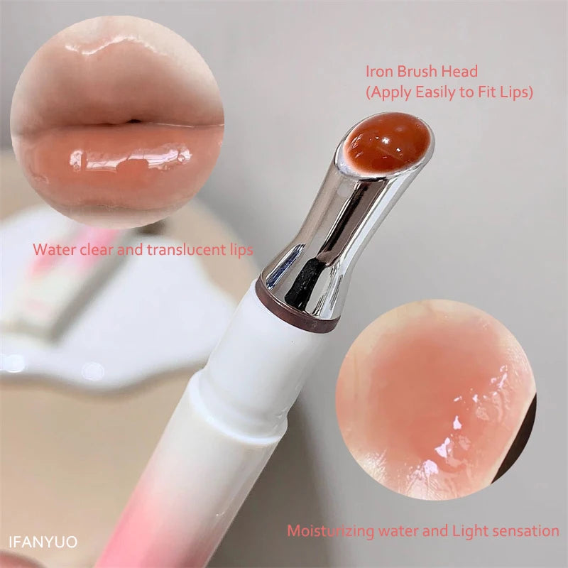 Mirror Watery Lip Gloss - Moisturizing Jelly Lip Tint with Iron Brush