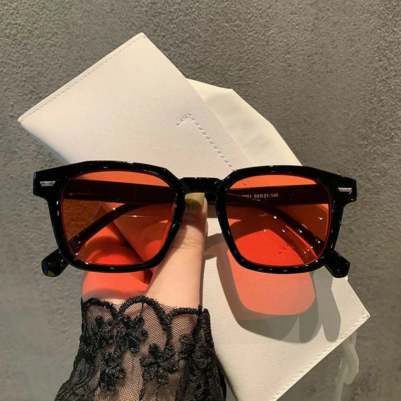 New Retro Vintage Square Frame Sunglasses for Women Men Unisex Transparent Outdoor Sports Ridding Black Sunglasses Eyewear UV400