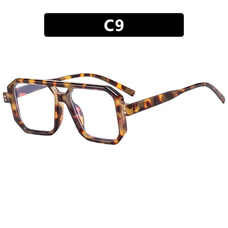 Vintage Brand Designer Square Sunglasses Women For Men Fashion Popular Luxury Sun Glasses Punk Rivet Double Color Eyeglasses