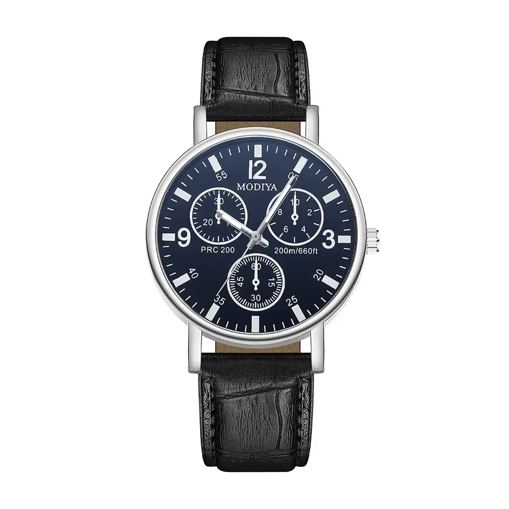 Men's Business Leather Strap Watch - Luxury Quartz Wristwatch