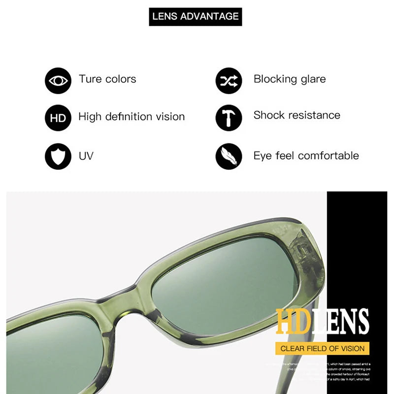 Fashion Black Square Sunglasses Woman Luxury Brand Small Rectangle Sun Glasses Female Gradient Clear Mirror Oculos De Sol
