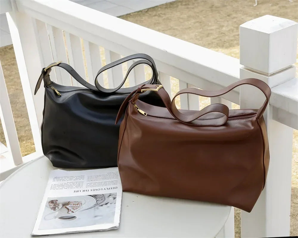 Women's Commuter Crossbody Bag - Large Capacity Soft Leather Tote