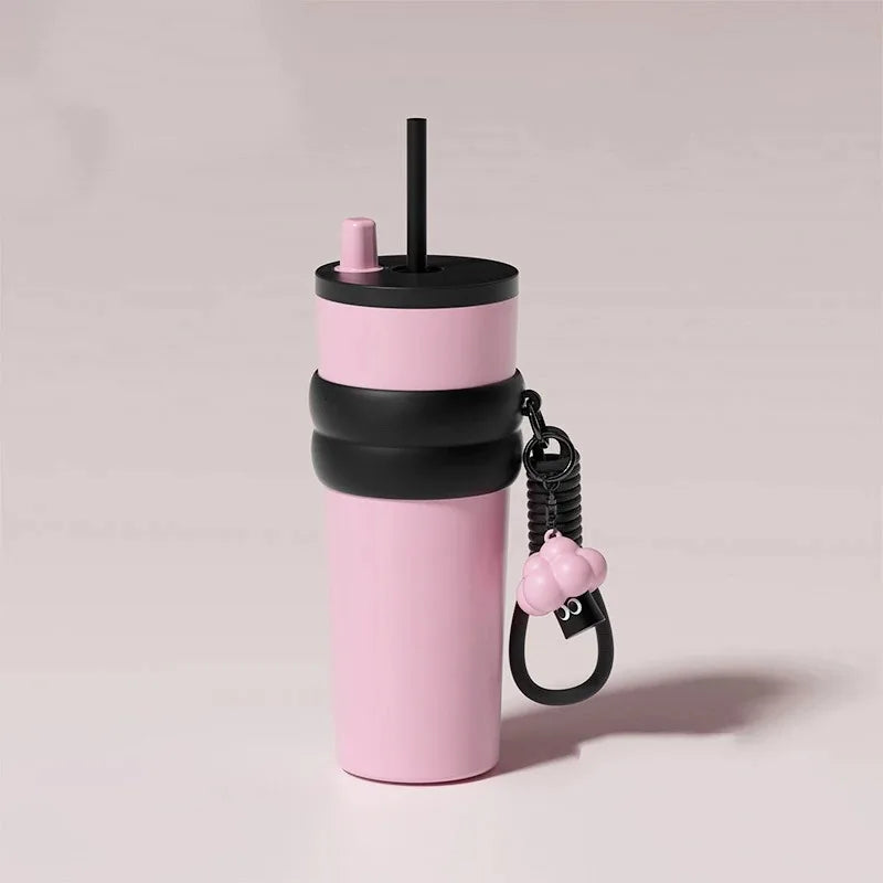 316 Stainless Steel Thermos Cup - Stylish Women's Portable Straw Tumbler