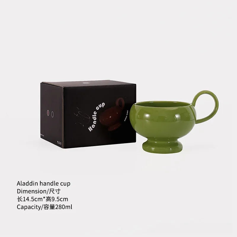 Aladdin Handle Cup,French Retro Home Creative Breakfast Milk Mug,Ceramic Water Mug Coffee Mug,Latte Cups