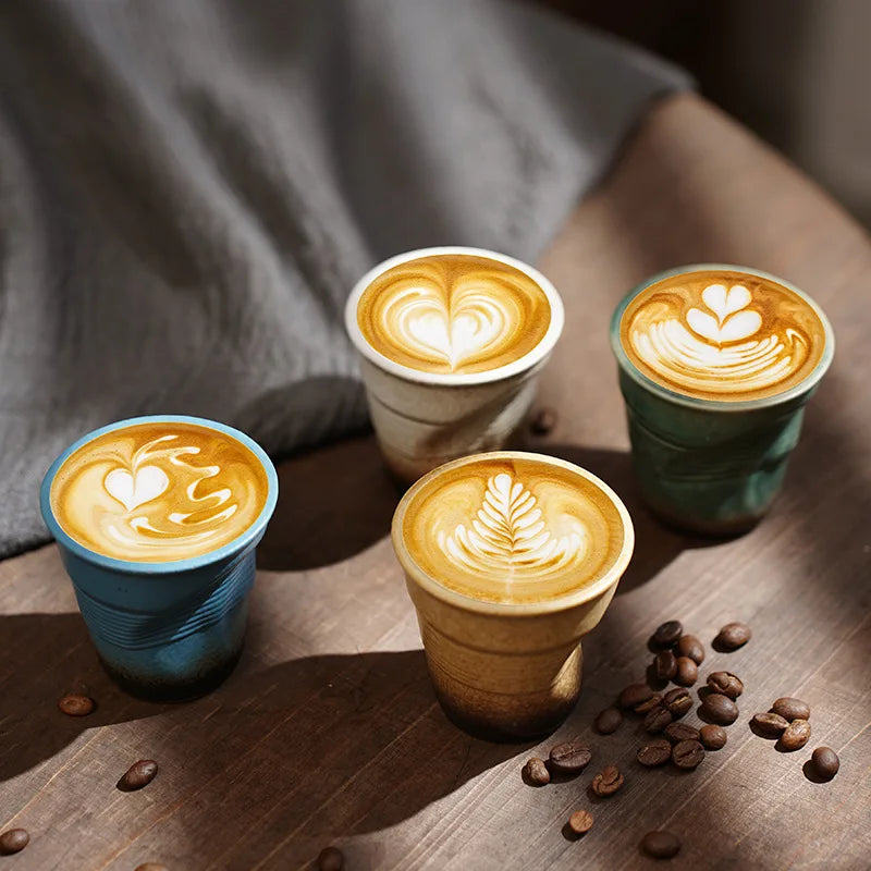 Mini Creative Irregular Coffee Cup - 90/180ml Retro Ceramic