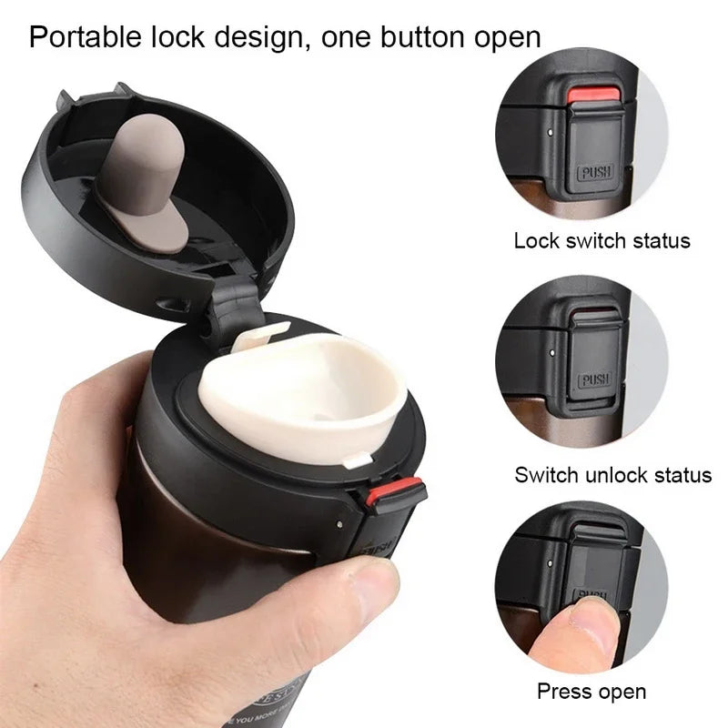 380ML Thermal Mug Double Wall 304 Stainless Steel Coffee Cup Vacuum Flask Thermos Water Bottle Tea Coffee Leak-proof Thermos Mug